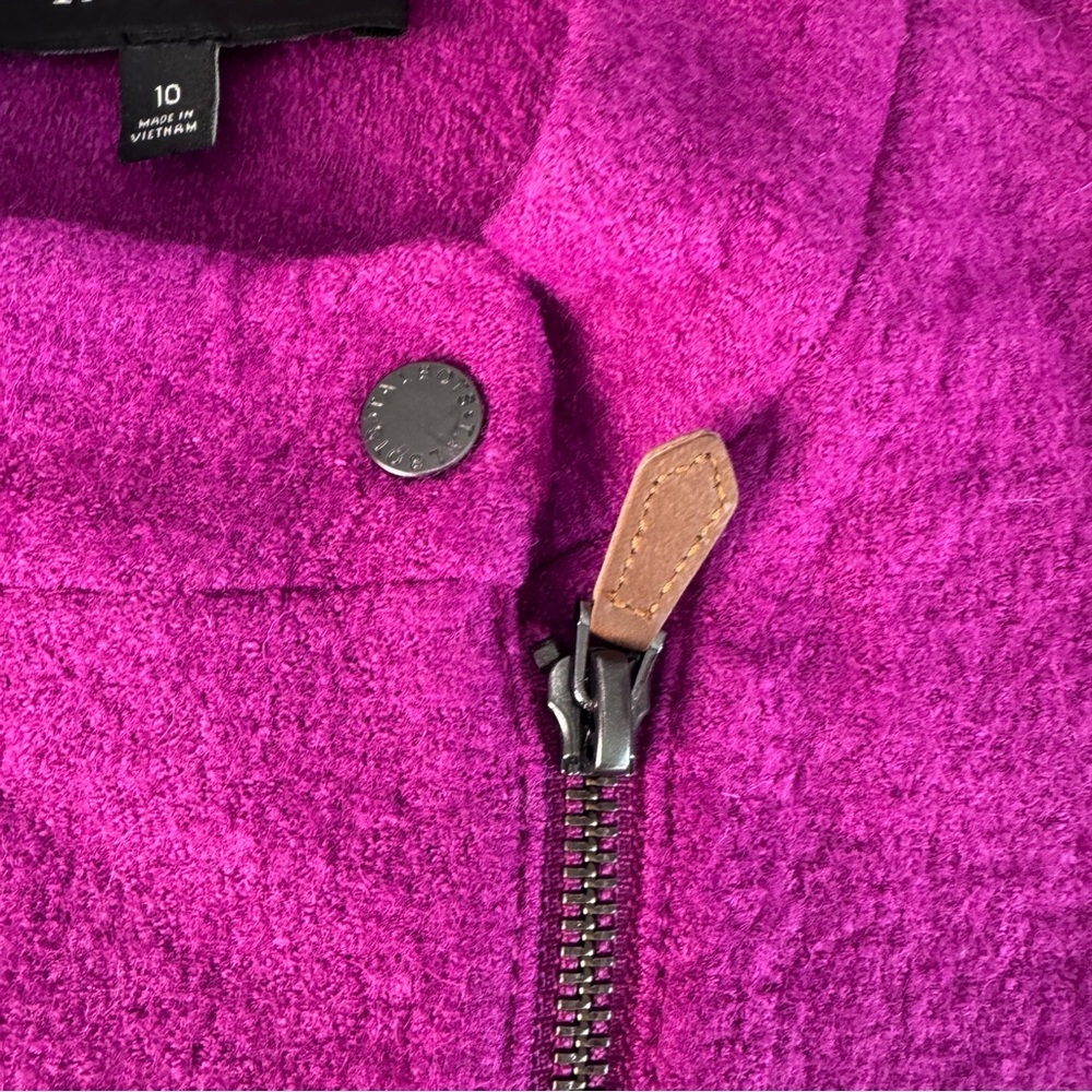 Talbots Magenta Wool Blend Asym Zip Moto Jacket Zipper Pockets Women 10 - Picture 9 of 12